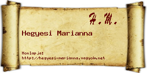 Hegyesi Marianna névjegykártya